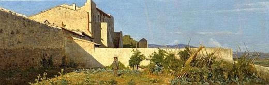 Vegetable garden in Castiglioncello by Odoardo Borrani, hand-painted architectural oil painting reproduction on canvas
