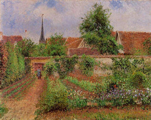 Vegetable Garden in Eragny, Overcast Sky, Morning - Camille Pissarro