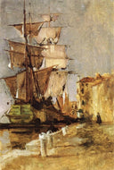 Venetian Sailing Vessel by John Henry Twachtman — ships oil painting wall art, Impressionism