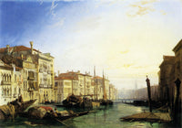 Venice Grand Canal, Sunset by Richard Parkes Bonington — hand-painted landscape oil painting reproduction on canvas