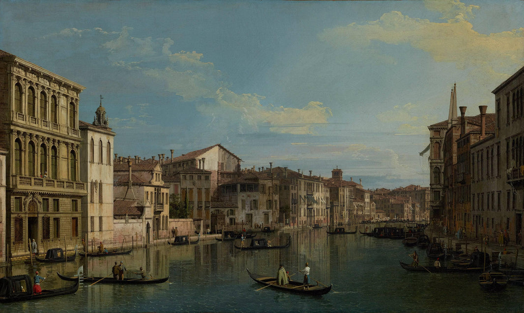 Venice: The Grand Canal from Palazzo Flangini to the Church of San Marcuola by Canaletto — hand-painted architectural oil painting reproduction on canvas