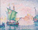 Venice, The Pink Cloud by Paul Signac — ships oil painting wall art, Pointillism