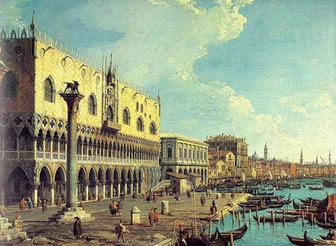 Venice Veduta by Bernardo Bellotto — hand-painted architectural oil painting reproduction on canvas