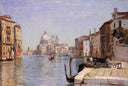 Venice -  View of Campo della Carita looking towards the Dome of the Salute by Camille Corot — hand-painted architectural oil painting reproduction on canvas