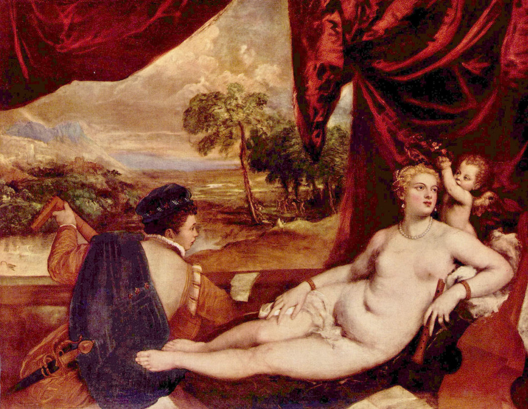 Venus and the Lute Player by Titian — hand-painted cultural oil painting reproduction on canvas