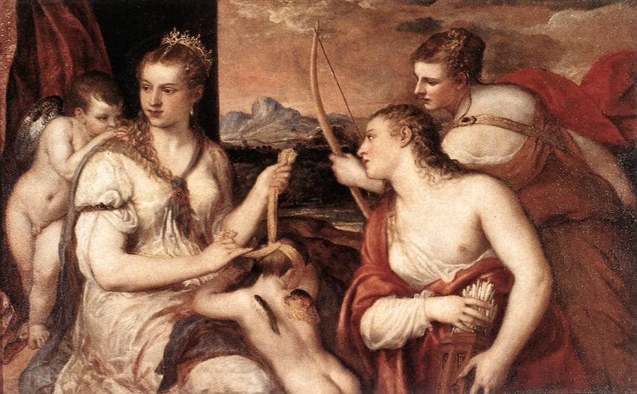 Venus Blindfolding Cupid - Titian