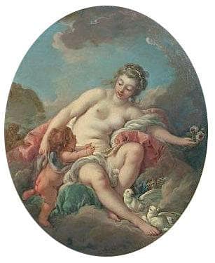 Venus Restraining Cupid by Francois Boucher — hand-painted cultural oil painting reproduction on canvas