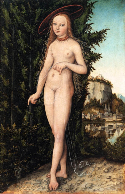 Venus standing in a landscape in kitchen