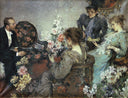 In the living room by Umberto Veruda — hand-painted portrait oil painting reproduction on canvas