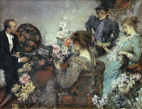 In the living room by Umberto Veruda — hand-painted portrait oil painting reproduction on canvas