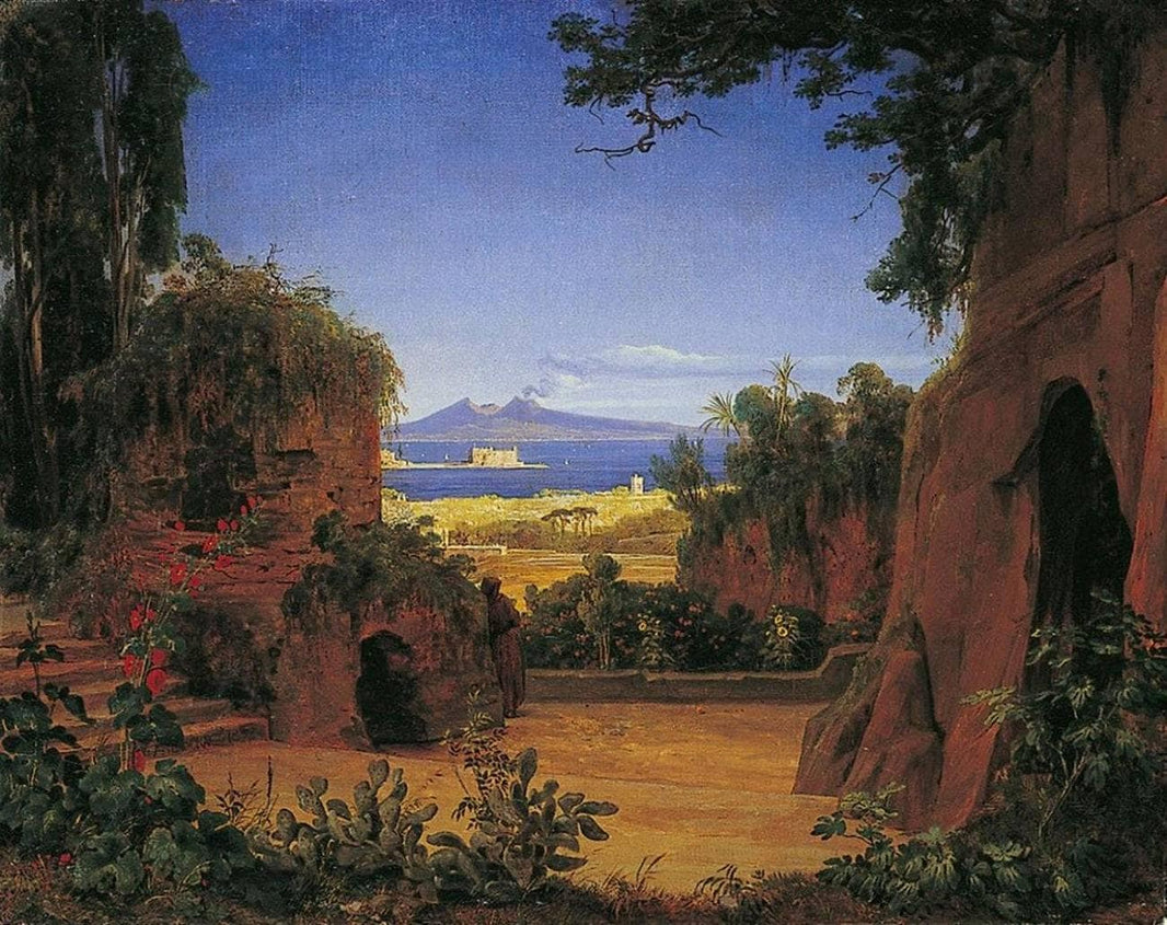 Vesuvius landscape by August Ahlborn — hand-painted landscape oil painting reproduction on canvas