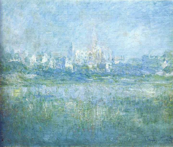 Vetheuil in the Fog by Claude Monet — hand-painted landscape oil painting reproduction on canvas