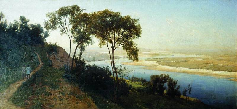 Vicinity of Kyiv. Over the Dnipro by Volodymyr Orlovsky, hand-painted botanical oil painting reproduction on canvas