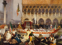 Victor Emmanuel II Entering Venice, 7 November 1866 by Gerolamo Induno — hand-painted architectural oil painting reproduction on canvas