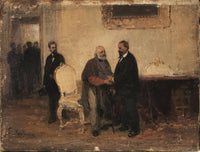 Victor Emmanuel II meets Giuseppe Garibaldi (preparatory sketch) by Gerolamo Induno — hand-painted portrait oil painting reproduction on canvas