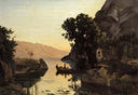 View at Riva, Italian Tyrol by Camille Corot — hand-painted eco oil painting reproduction on canvas