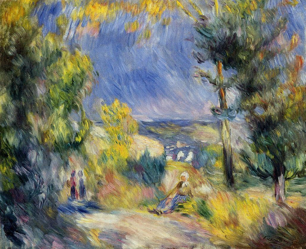 View Close to Antibes by Pierre-Auguste Renoir — hand-painted botanical oil painting reproduction on canvas