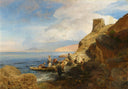 View from a Bay near Naples by Oswald Achenbach — hand-painted landscape oil painting reproduction on canvas
