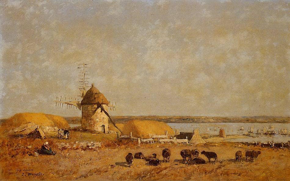 View from the Camaret Heights by Eugene Boudin — hand-painted animal oil painting reproduction on canvas