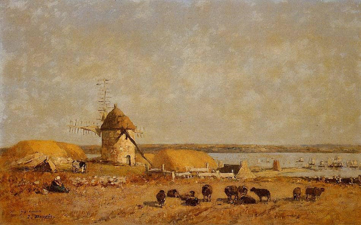 View from the Camaret Heights by Eugene Boudin — hand-painted animal oil painting reproduction on canvas