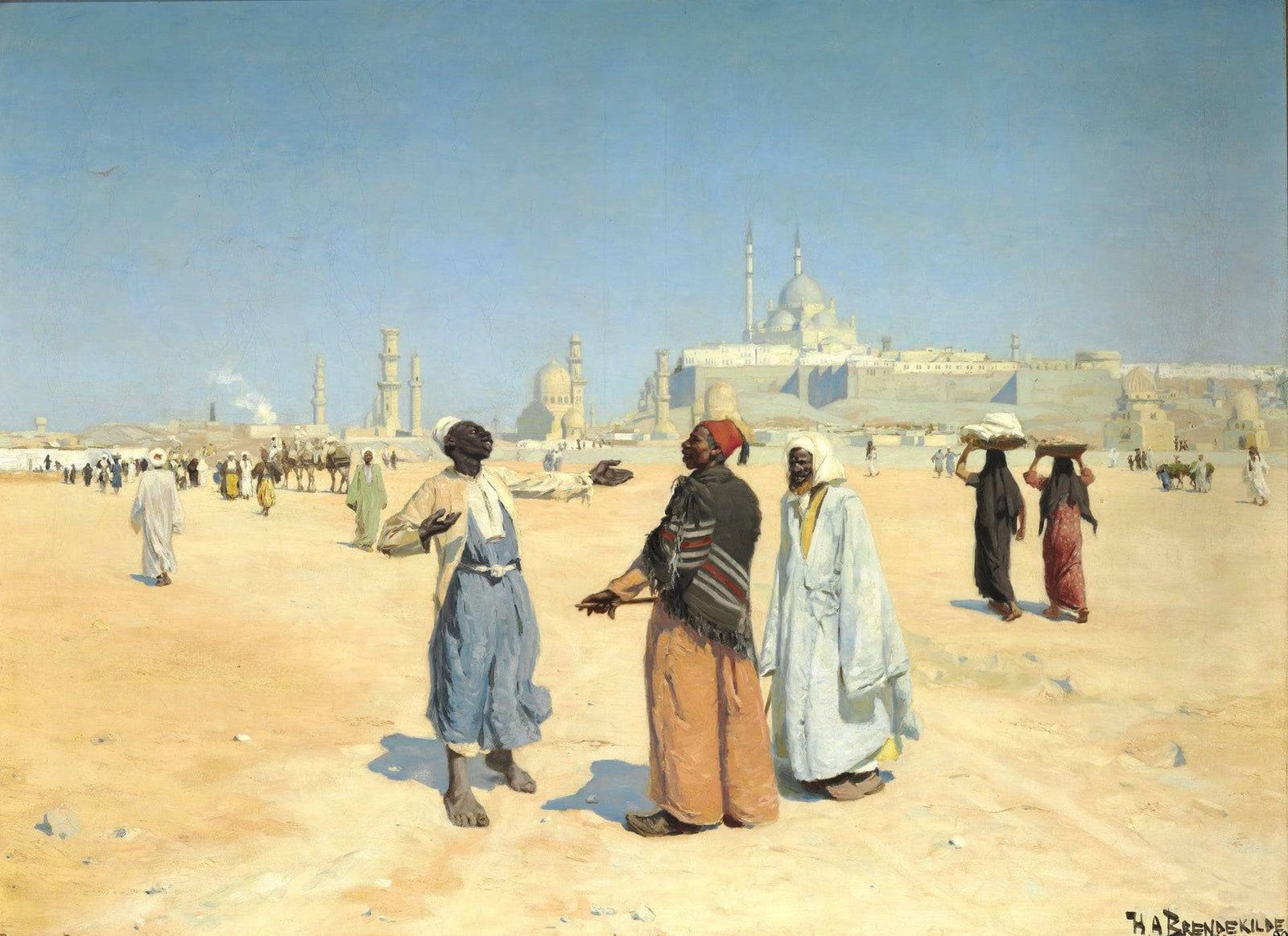 View from the Desert of Cairo with the Citadel and Mamluk Tombs in the Background