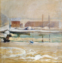 View from the Holley House, Winter by John Henry Twachtman — hand-painted architectural oil painting reproduction on canvas