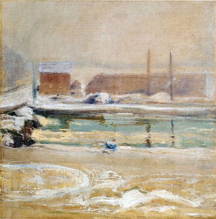 View from the Holley House, Winter by John Henry Twachtman — hand-painted architectural oil painting reproduction on canvas