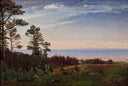 View from the North Coast of Zealand across the Kattegat with Kullen in the Background by P. C. Skovgaard — mountain oil painting wall art, Romanticism