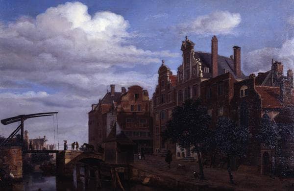 View in Amsterdam by Adriaen van de Velde — hand-painted architectural oil painting reproduction on canvas