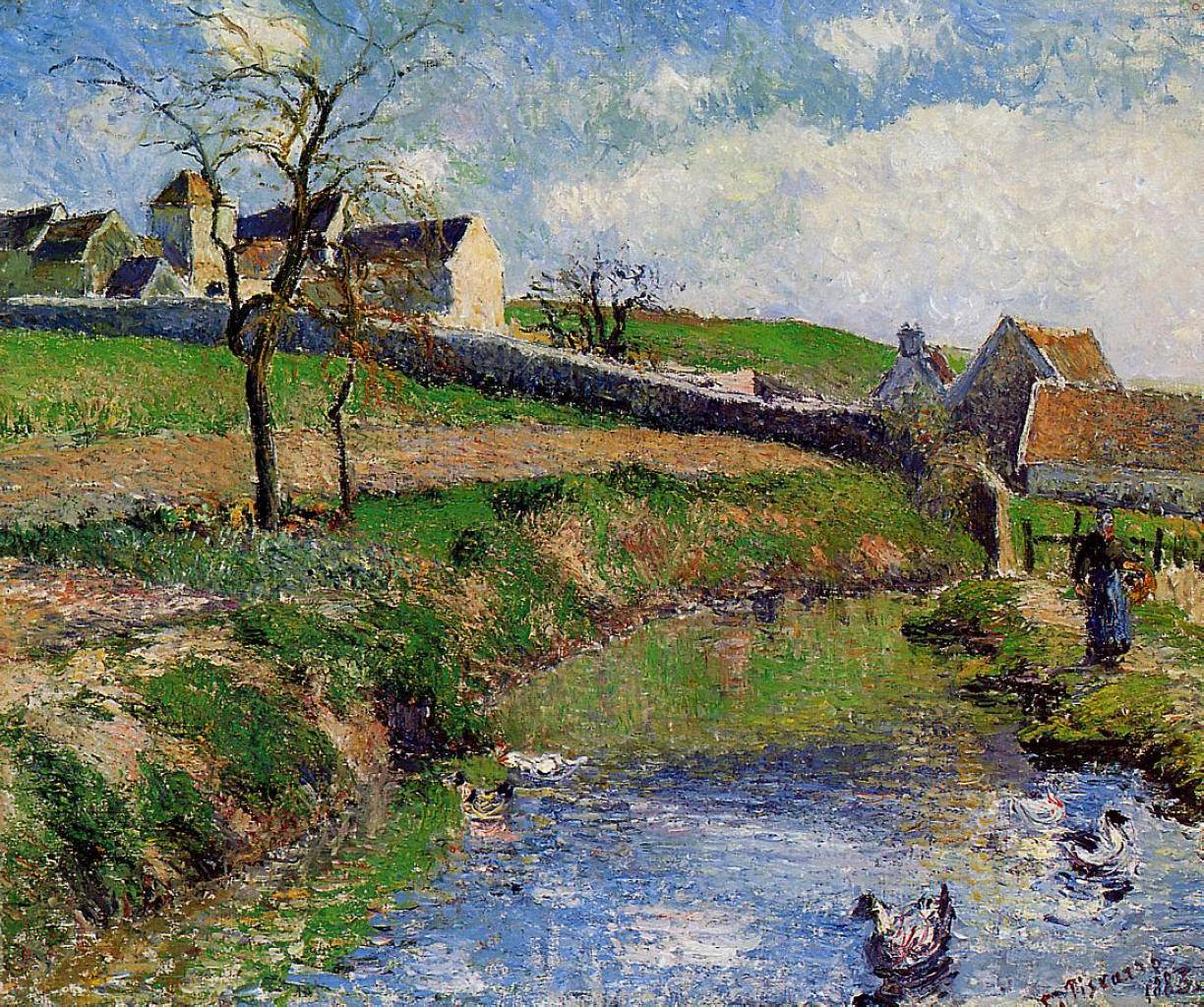 View of a Farm in Osny - Camille Pissarro