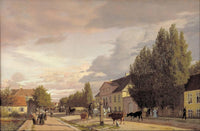 View of a Street in Østerbro outside Copenhagen. Morning Light by Christen Kobke — hand-painted animal oil painting reproduction on canvas