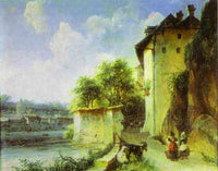 View of Albano, near Rome by Mikhail Lebedev — hand-painted architectural oil painting reproduction on canvas