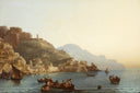 View of Amalfi from the Gulf of Salerno by Franz Ludwig Catel — urban oil painting wall art, Romanticism