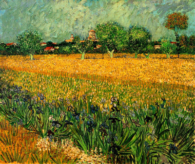 View of Arles with Irises in the Foreground in dining room