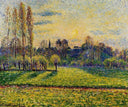 View of Bazincourt, Sunset by Camille Pissarro — rural oil painting wall art, Impressionism