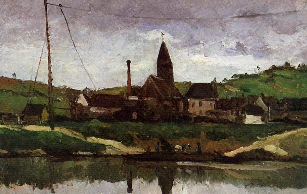 View of Bonnieres by Paul Cezanne — hand-painted landscape oil painting reproduction on canvas