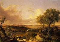 View of Boston by Thomas Cole — hand-painted botanical oil painting reproduction on canvas