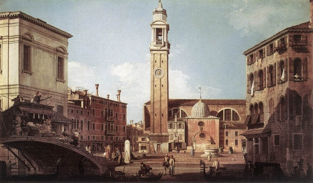 View of Campo Santi Apostoli by Canaletto — hand-painted architectural oil painting reproduction on canvas