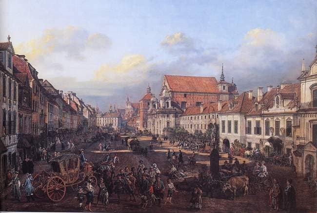 View of Cracow Suburb leading to the Castle Square by Bernardo Bellotto — hand-painted botanical oil painting reproduction on canvas