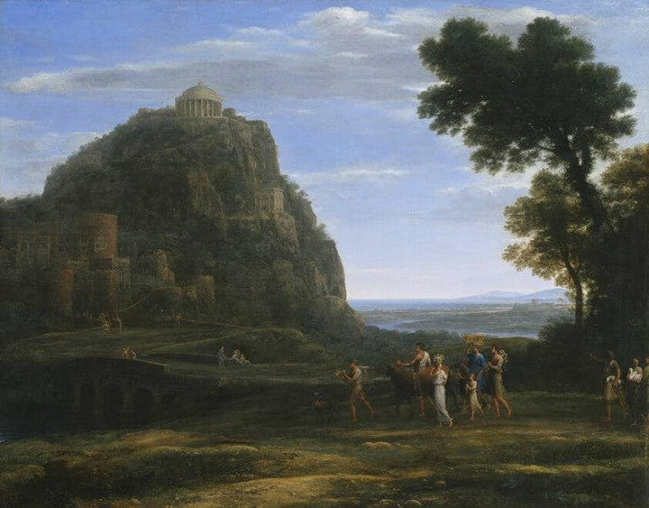 View of Delphi with a Procession by Claude Lorrain — hand-painted landscape oil painting reproduction on canvas