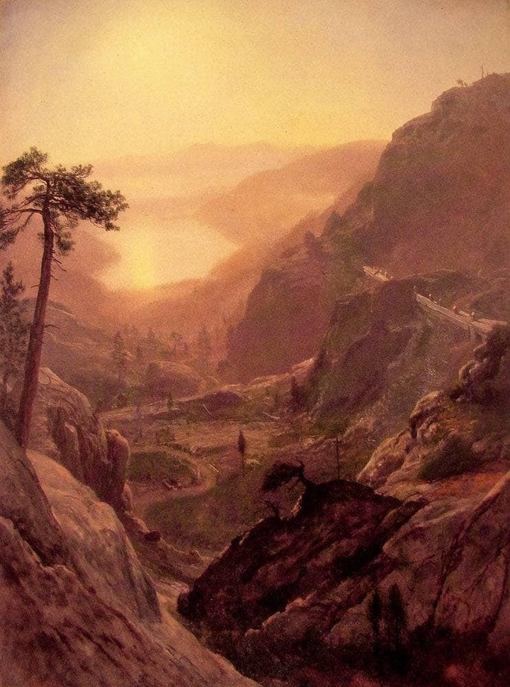 View of Donner Lake, California by Albert Bierstadt — hand-painted botanical oil painting reproduction on canvas