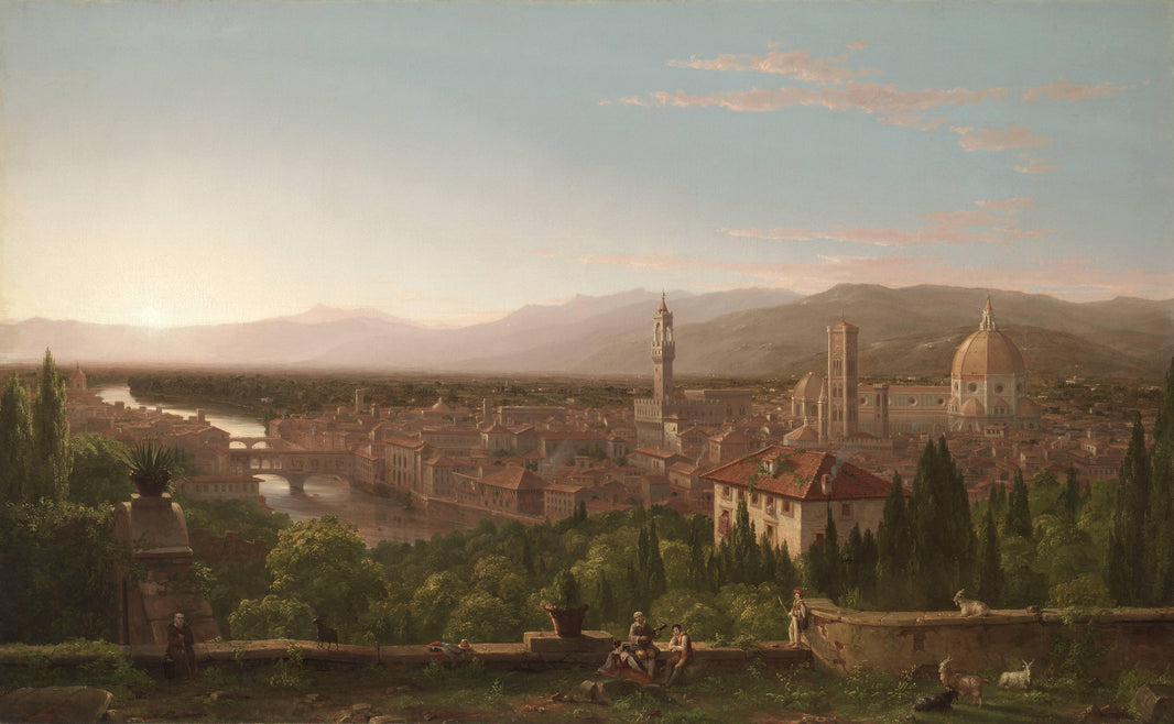 View of Florence from San Miniato by Thomas Cole — hand-painted architectural oil painting reproduction on canvas