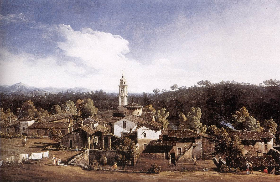 View of Gazzada neVarese by Bernardo Bellotto — hand-painted architectural oil painting reproduction on canvas