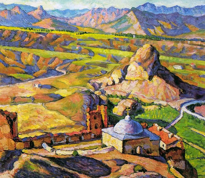 View of Genoese fortress in Sudak by Ilya Mashkov — hand-painted architectural oil painting reproduction on canvas