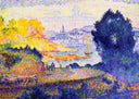 View of Menton by Henri-Edmond Cross — hand-painted architectural oil painting reproduction on canvas