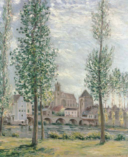 View of Moret sur Loing through the Trees - Alfred Sisley