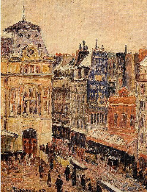 View of Paris, Rue d'Amsterdam by Camille Pissarro — hand-painted architectural oil painting reproduction on canvas