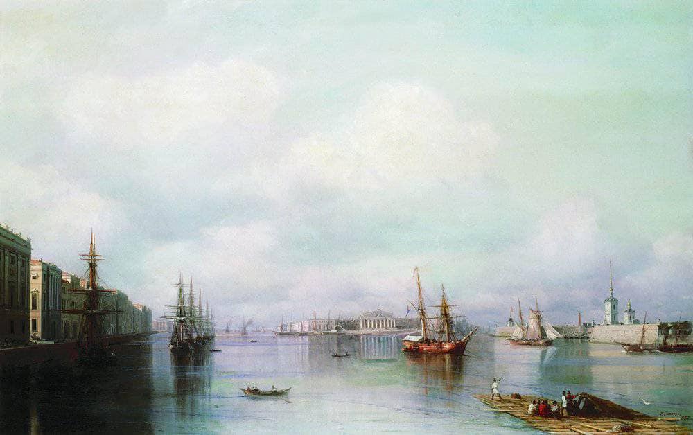 View of Peterburg by Ivan Aivazovsky — hand-painted architectural oil painting reproduction on canvas