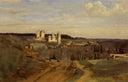 View of Pierrefonds by Camille Corot — hand-painted architectural oil painting reproduction on canvas