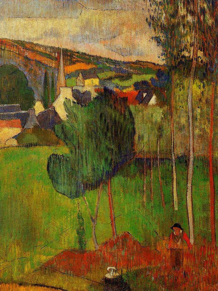 View of Pont-Aven from Lezaven - Paul Gauguin